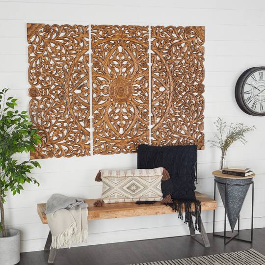 48" Brown Wood Traditional Wall Decor, 3ct.